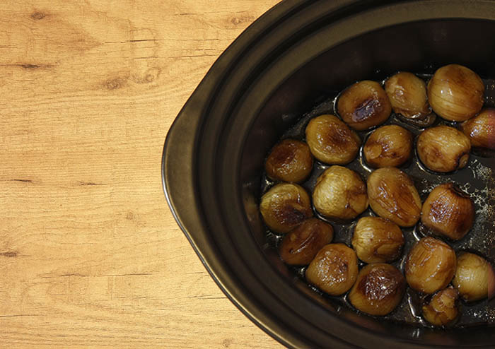 Receta de cebollitas francesas glaseadas en Crock Pot