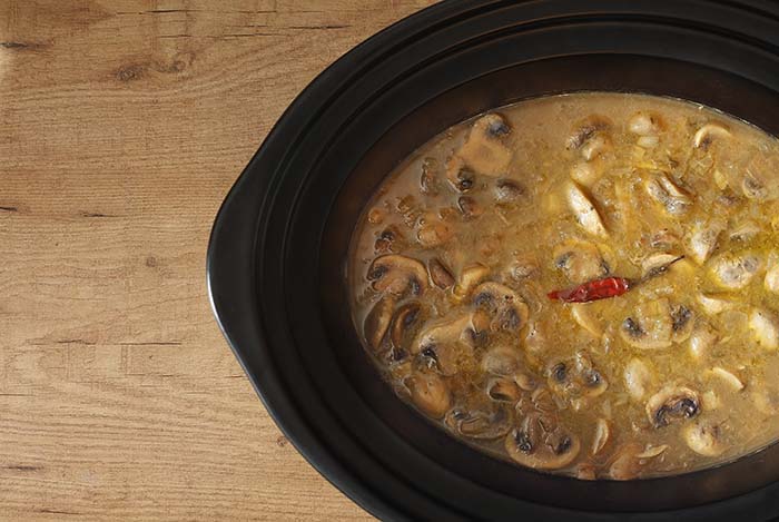 Champiñones guisados en Crock Pot. Receta.