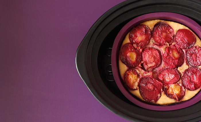 Receta de flognarde de ciruelas en Crock Pot