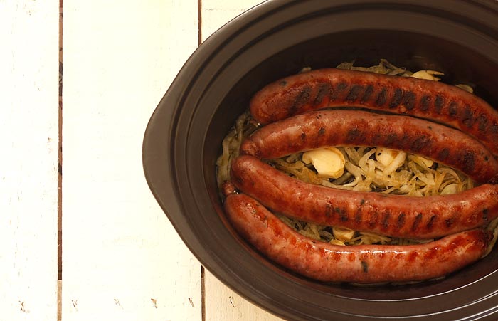 Receta de butifarra al vino blanco en Crock Pot