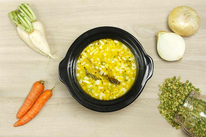 Sopa de guisantes partidos. Receta para Crock Pot
