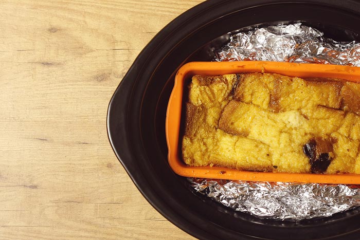 Puding de pan perdido. Receta para Crock Pot