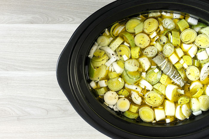 Porrusalda de bacalao. Receta de vigilia para Crock Pot