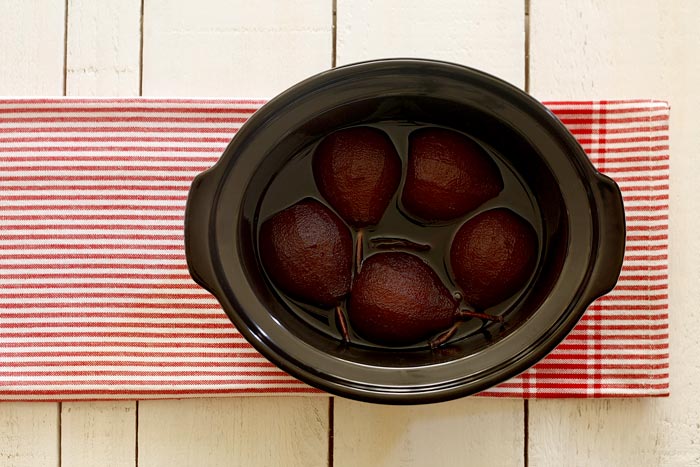 Peras al vino. Receta para Crock Pot