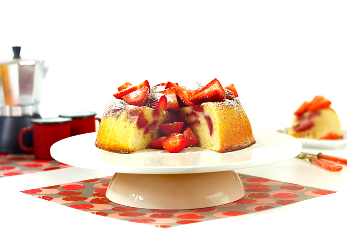 Tarta de almendras y fresas. Receta para Crock Pot