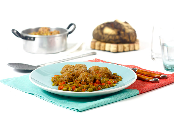 Albóndigas a la jardinera. Recetas de cenas para crock pot