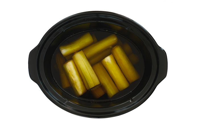 Puerros confitados. Receta para crock pot o slow cooker