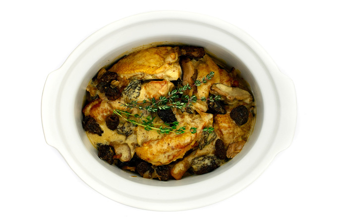 Blanqueta de pularda al Riesling. Receta para crock pot o slow cooker