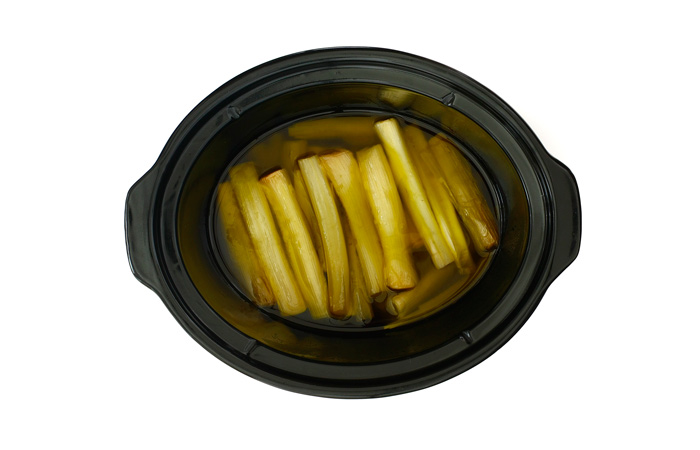 Calçots confitados. Receta para crock pot o slow cooker