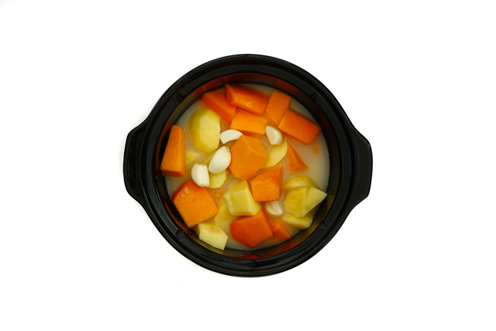 Puré de calabaza al ajo. Receta para crock pot o slow cooker