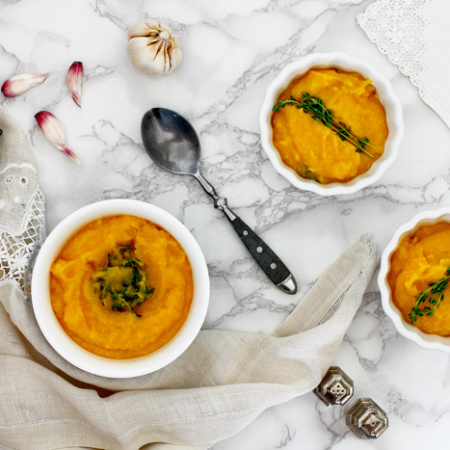 Puré de calabaza al ajo. Receta para crock pot o slow cooker