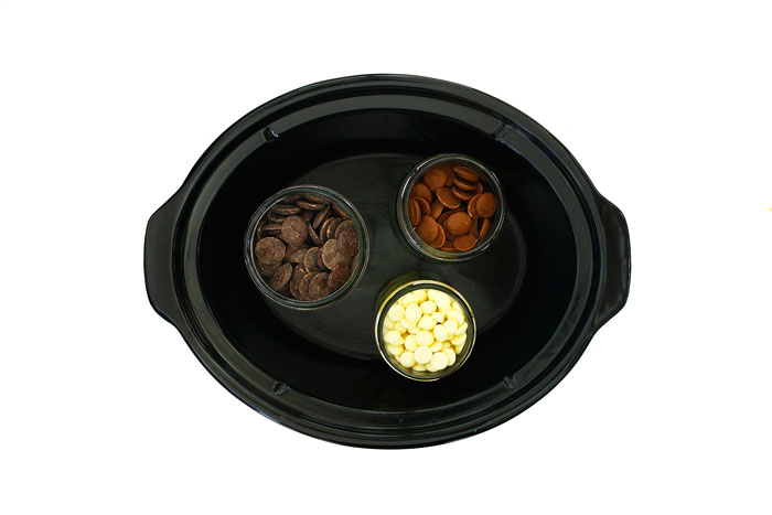 Fondue de tres chocolates en crock pot o slow cooker