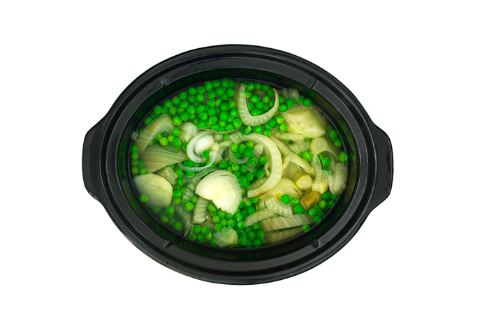 Crema de hinojo y guisantes. Receta para crock pot o slow cooker