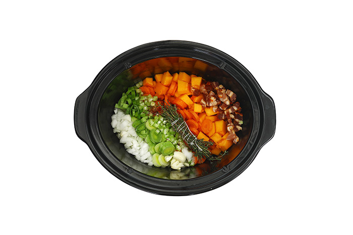 Sopa de hortalizas y panceta