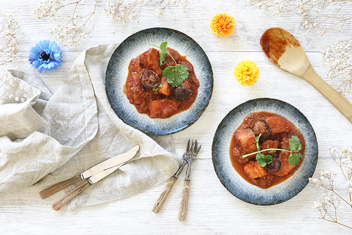 Curry tailandés de batata. Receta para slow cooker